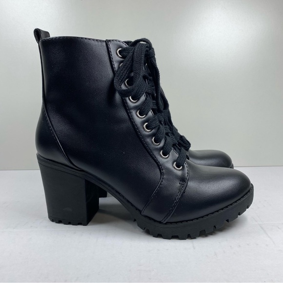 Time True Black Mid-Calf Laced & Zipped Booties Size 6M - Picture 4 of 13